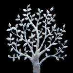 Πίνακας σε καμβά SILVER TREE ON BLACK BACKGROUND