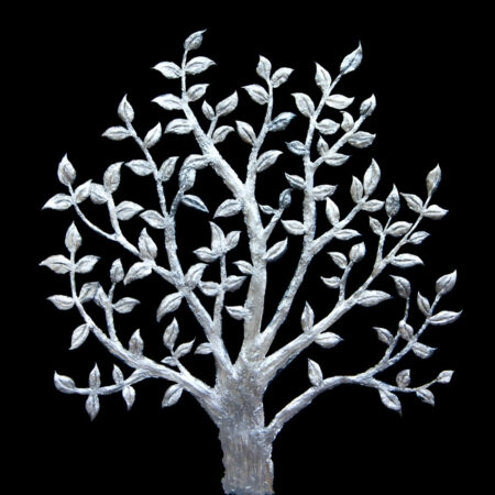 Πίνακας σε καμβά SILVER TREE ON BLACK BACKGROUND - Εργα Τεχνης Sticky 5