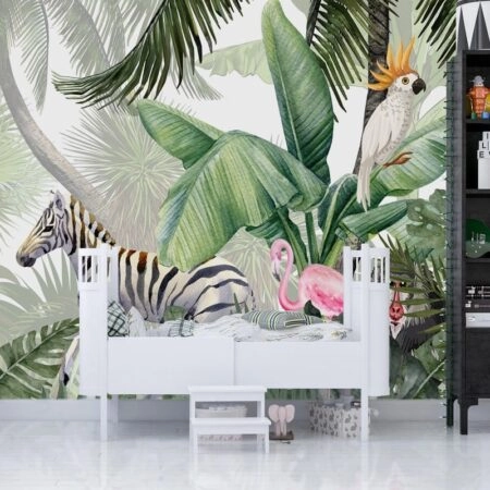 Αυτοκόλλητη Ταπετσαρία τοίχου TROPICAL JUNGLE WATERCOLOR - Παιδικές Ταπετσαρίες Sticky 3