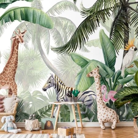 Αυτοκόλλητη Ταπετσαρία τοίχου TROPICAL JUNGLE WATERCOLOR - Παιδικές Ταπετσαρίες