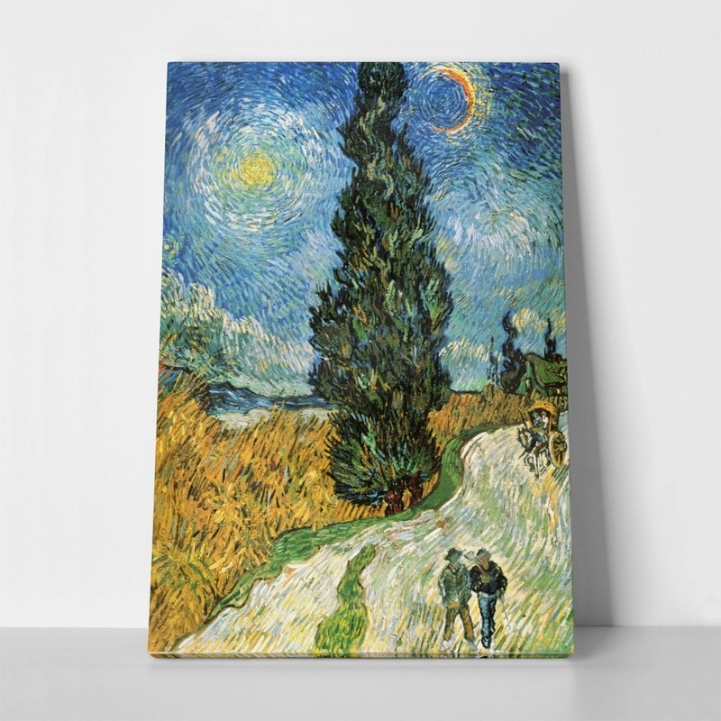 Πινακας σε καμβά VAN GOGH - ROAD WITH CYPRESS AND STAR