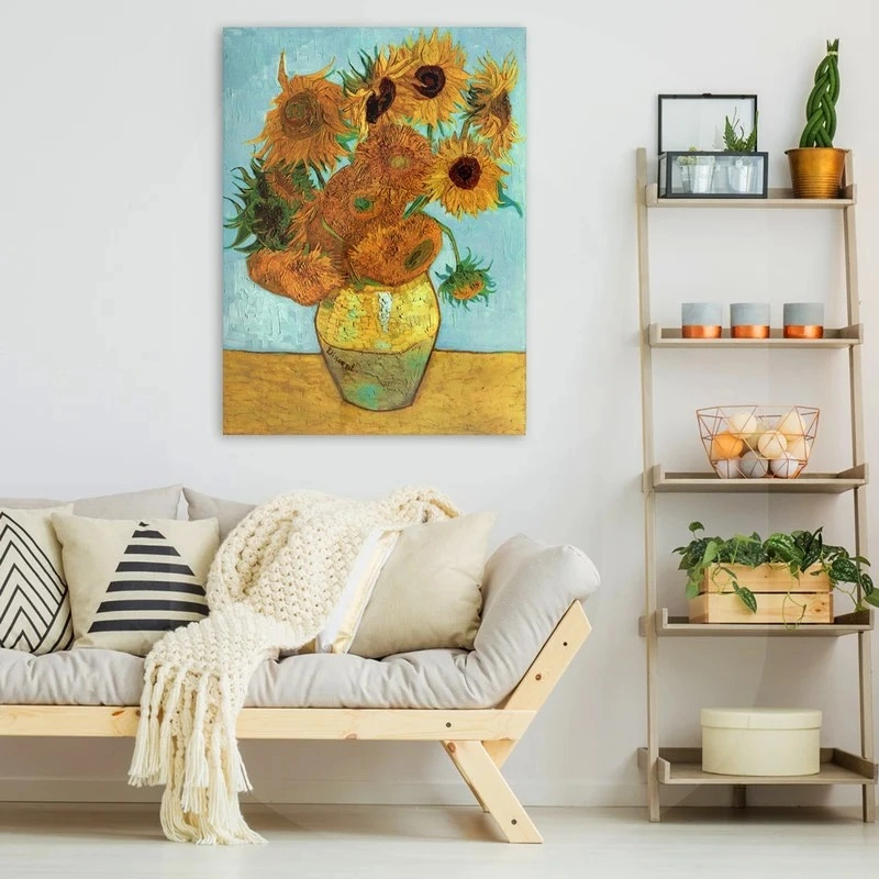 OUTLET Πινακας σε καμβά VAN GOGH - SUNFLOWERS TURQUOISE 30cm x 40cm