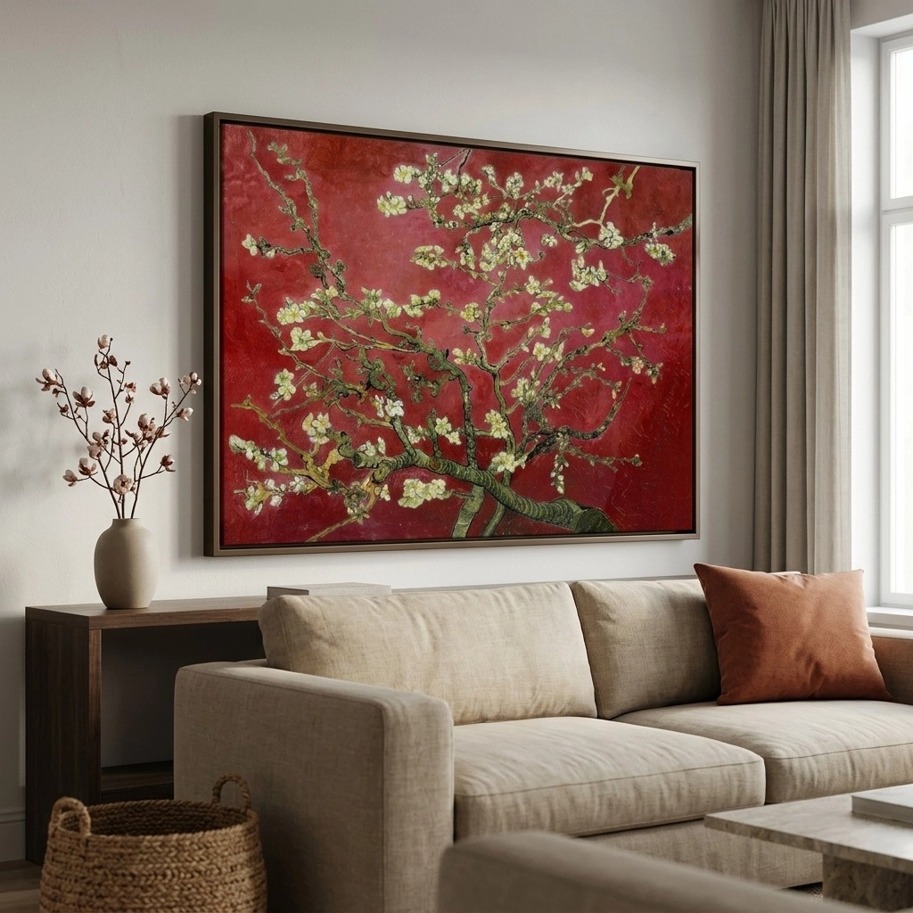 Πινακας σε καμβά VAN GOGH - ALMOND BLOSSOM RED