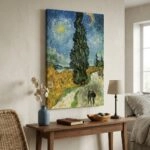 Πινακας σε καμβά VAN GOGH - ROAD WITH CYPRESS AND STAR