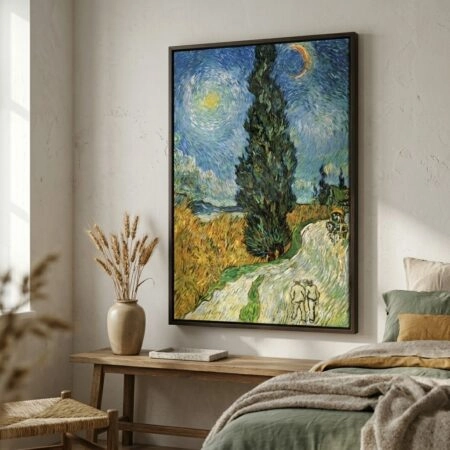 Πινακας σε καμβά VAN GOGH - ROAD WITH CYPRESS AND STAR - Vincent Van Gogh