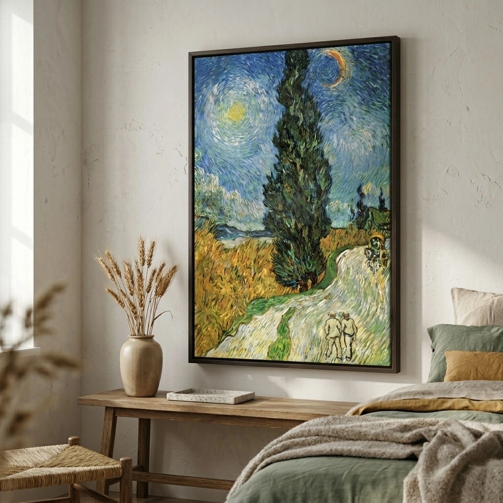 Πινακας σε καμβά VAN GOGH - ROAD WITH CYPRESS AND STAR