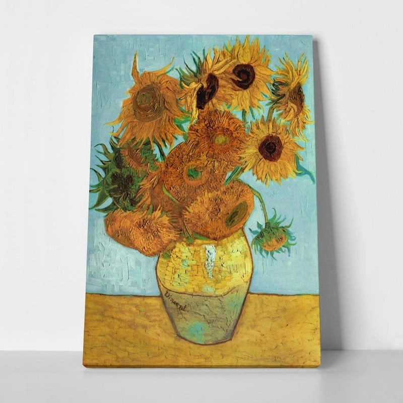OUTLET Πινακας σε καμβά VAN GOGH - SUNFLOWERS TURQUOISE 30cm x 40cm