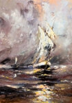 Πινακας σε καμβά VESSEL IN A STORMING SEA