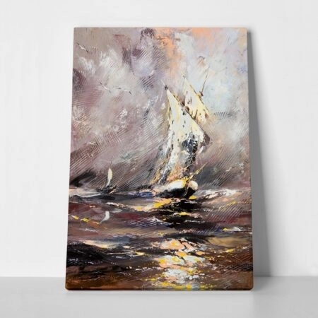 Πινακας σε καμβά VESSEL IN A STORMING SEA - Βαρκες και Καραβια Sticky 1