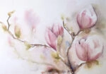 Πινακας σε καμβά WATERCOLOR MAGNOLIA FLOWERS