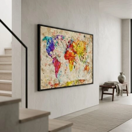 Πινακας σε καμβά WATERCOLOR MAP - Χαρτες Sticky 4