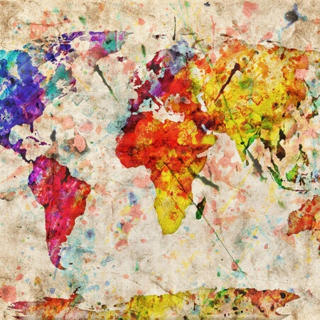 Πινακας σε καμβά WATERCOLOR MAP - Χαρτες Sticky 12