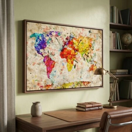 Πινακας σε καμβά WATERCOLOR MAP - Χαρτες