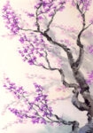 Πινακας σε καμβά WATERCOLOR SPRING LILAC JAPANESE STYLE PURPLE