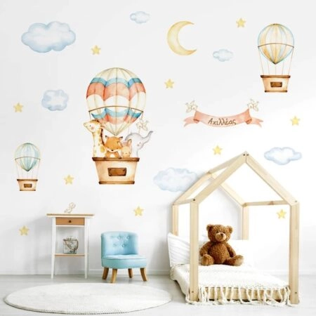 Αυτοκολλητο τοιχου ANIMALS AND BALLOONS WATERCOLOR - Βρεφικα & Παιδικά Sticky 2