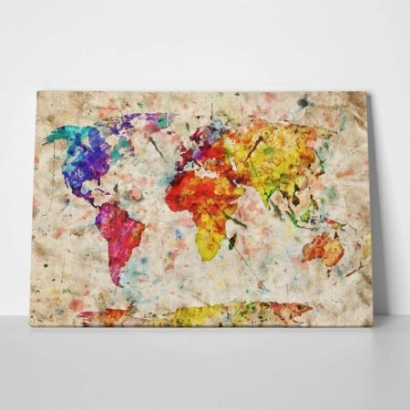 OUTLET Πίνακας σε καμβά WATERCOLOR MAP 120cm x 80cm - OUTLET Sticky 1