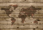 Πινακας σε καμβά WOODEN WORLD MAP