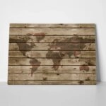 Πινακας σε καμβά WOODEN WORLD MAP