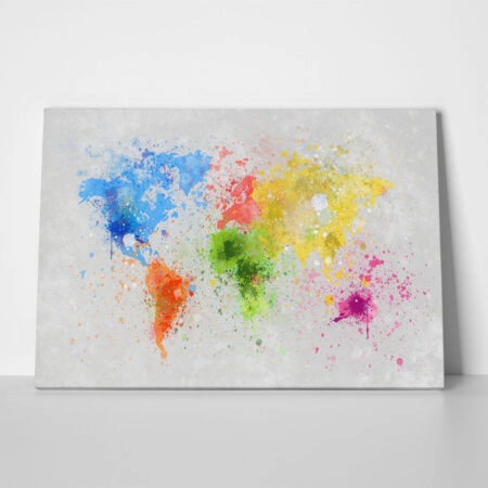 Πινακας σε καμβά WORLD MAP PAINTING - Typography και Χαρτες Sticky 1