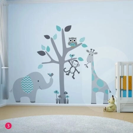 Αυτοκολλητο τοιχου ANIMALS TREE - Βρεφικα & Παιδικά Sticky 3