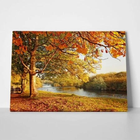 Πινακας σε καμβά BEAUTIFUL FALL PARK - Λιμνες - Ποταμια Sticky 1