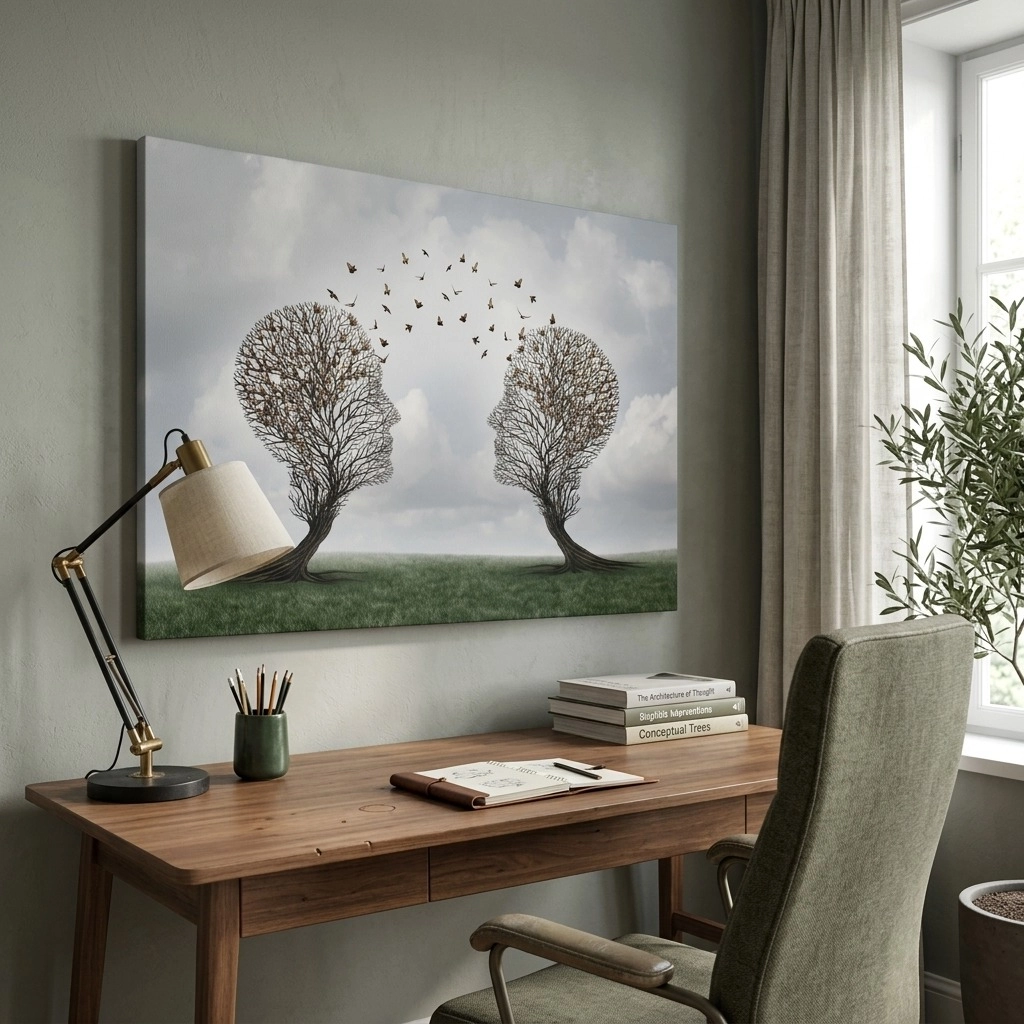 Πινακας σε καμβά TREE SHAPED COMMUNICATION CONCEPT