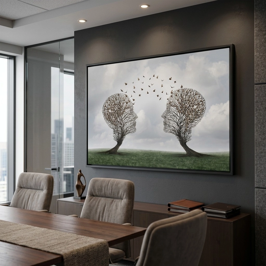 Πινακας σε καμβά TREE SHAPED COMMUNICATION CONCEPT