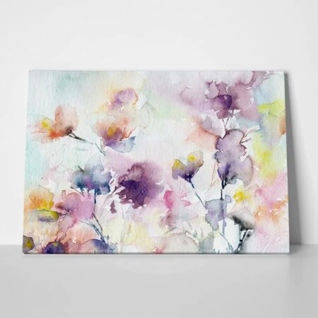 Πινακας σε καμβά WATERCOLOR ABSTRACT ROMANTIC PURPLE FLOWERS - Ανεμωνες Sticky 1