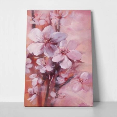 Πινακας σε καμβά ALMONDS BLOSSOM PINK HANDMADE PAINTING - Ανθη Δεντρων Sticky 1