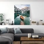 Πινακας σε καμβά BOATS IN BRAIES LAKE