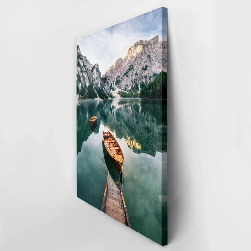 Πινακας σε καμβά BOATS IN BRAIES LAKE
