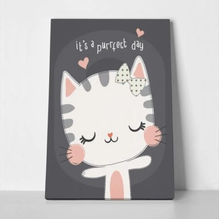 Πινακας σε καμβά CAT PERFECT DAY - Παιδικοι και set Sticky 1
