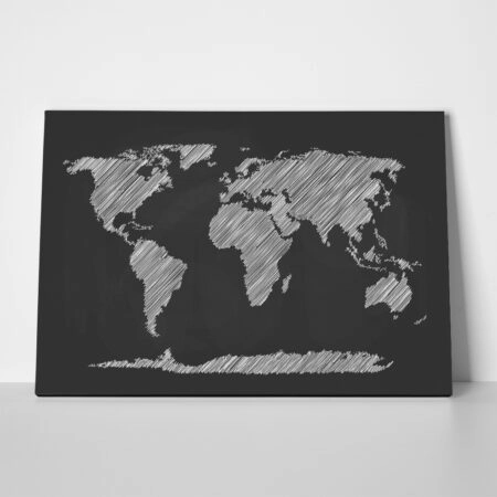 Πινακας σε καμβά CHALKBOARD WORLD MAP - Χαρτες