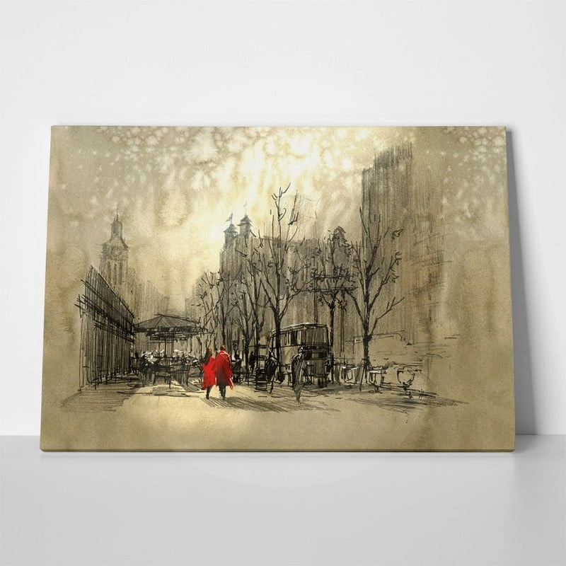 Πινακας σε καμβά COUPLE IN RED WALKING