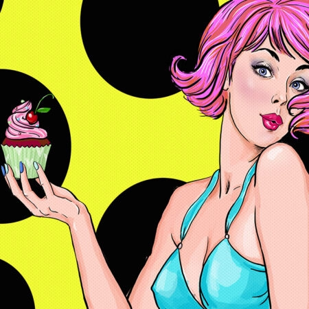 Πινακας σε καμβά CUPCAKE WOMAN POP ART - Πορτραιτα και Φιγουρες Sticky 4