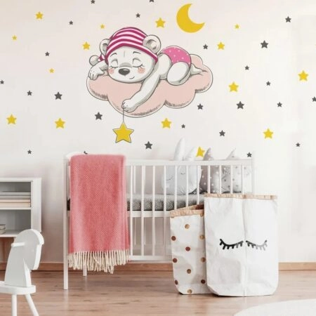Αυτοκόλλητο τοίχου CUTE DREAMING BEAR CARTOON - Βρεφικα & Παιδικά Sticky 2
