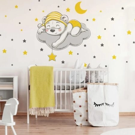 Αυτοκόλλητο τοίχου CUTE DREAMING BEAR CARTOON - Βρεφικα & Παιδικά