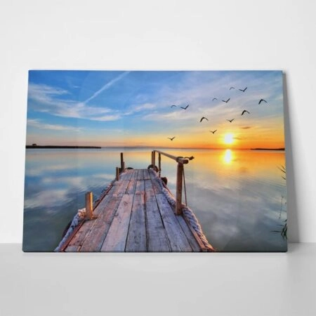 Πινακας σε καμβά FLYING BY LAKE SUNSET - Θαλασσα