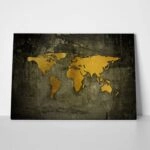 Πινακας σε καμβά GOLDEN WORLD MAP