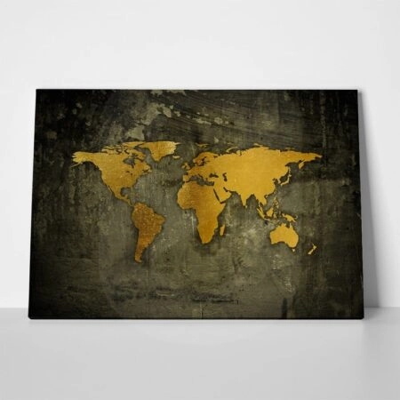Πινακας σε καμβά GOLDEN WORLD MAP - Πινακες σε καμβα