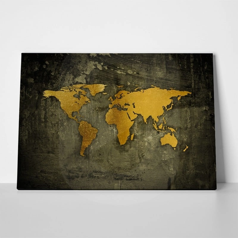 Πινακας σε καμβά GOLDEN WORLD MAP