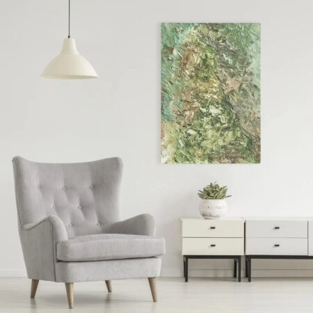 Πινακας σε καμβά GREEN ABSTRACT PALETTE KNIFE - Αφηρημενα και Abstract