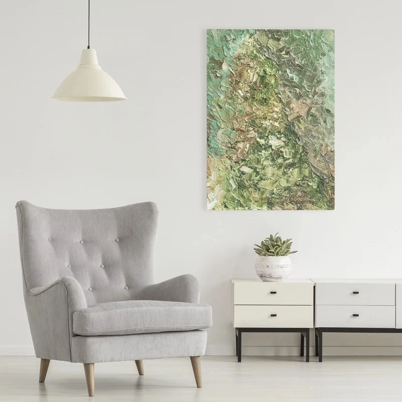 Πινακας σε καμβά GREEN ABSTRACT PALETTE KNIFE