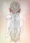 Πινακας σε καμβά HAND DRAWN LONGHAIR YOUNG GIRL WITH CAT