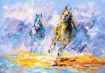 Πινακας σε καμβά HANDPAINTED HORSES