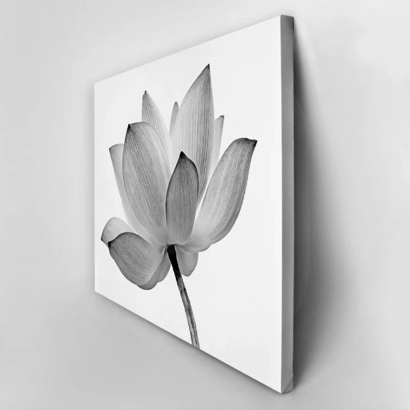 Πινακας σε καμβά LOTUS FLOWER GREY WHITE
