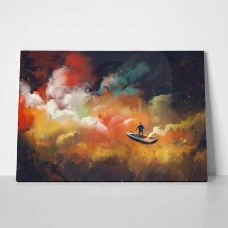 Πινακας σε καμβά MAN ON BOAT IN SPACE - Εργα Τεχνης