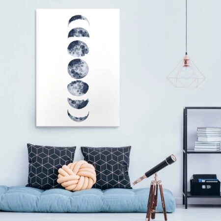 Πινακας σε καμβά MOON PHASES WATERCOLOR - Διαστημα και Τεχνολογια