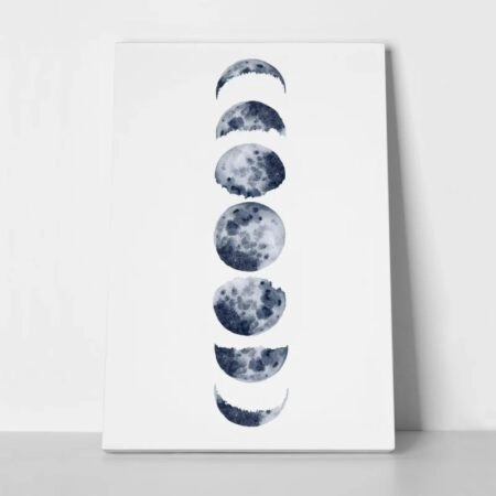 Πινακας σε καμβά MOON PHASES WATERCOLOR - Διαστημα και Τεχνολογια Sticky 1