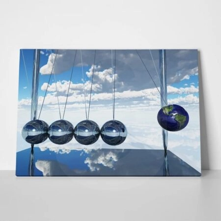 Πινακας σε καμβά NEWTONS CRADLE EARTH 1 - Επιστημη και Υγεια